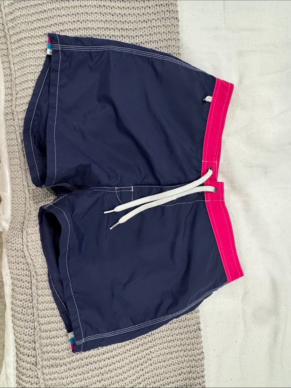 Sundek Navy Swim Trunks with Pink & Teal Accents